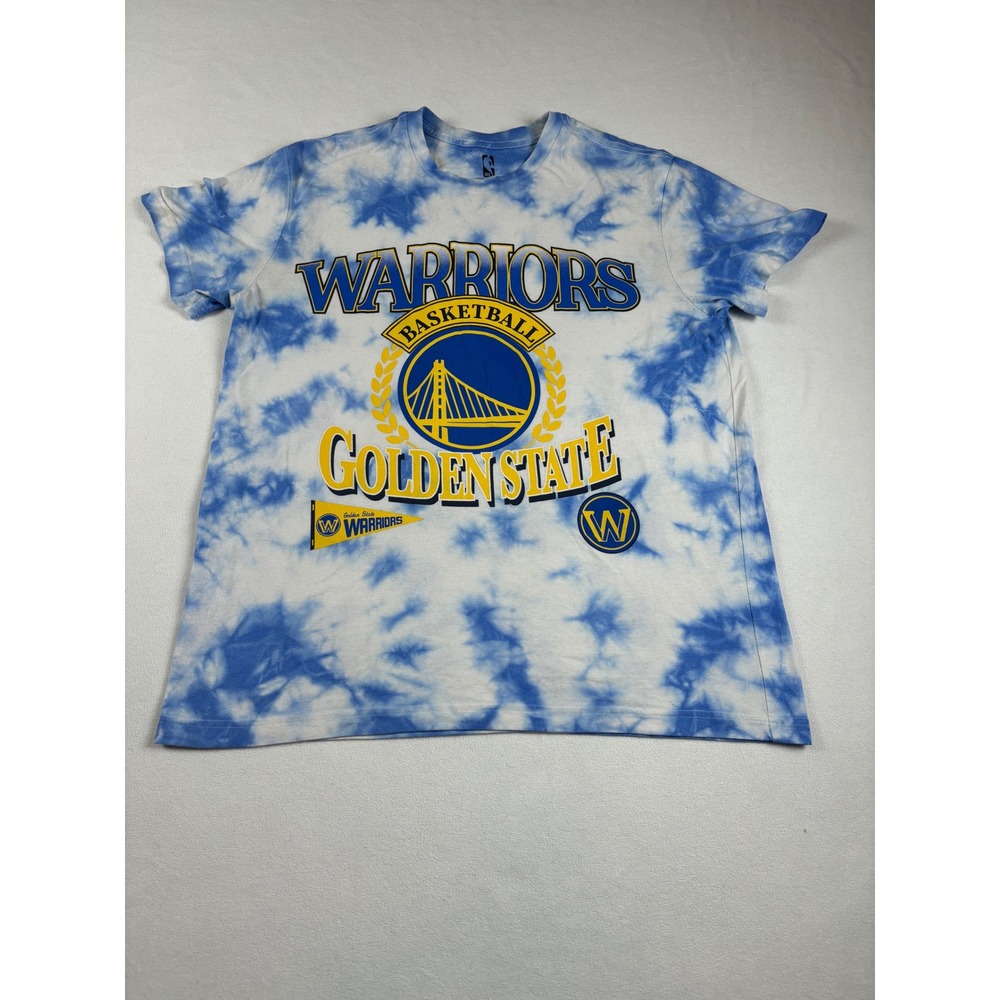 NBA Golden State Warriors Tie Dye T-Shirt Mens Medium‎ Blue White Basketball Tee